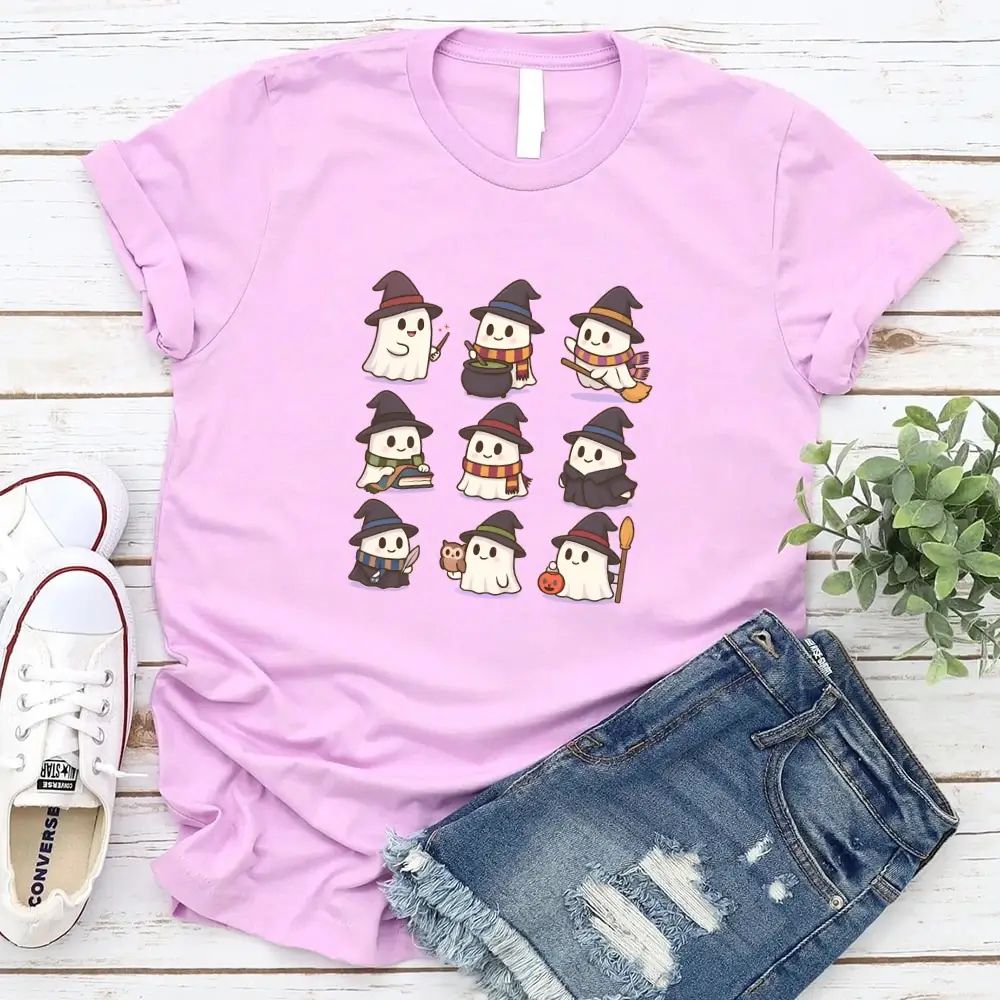 Cute Witch Ghosts Halloween Shirt Kawaii Spooky Tee