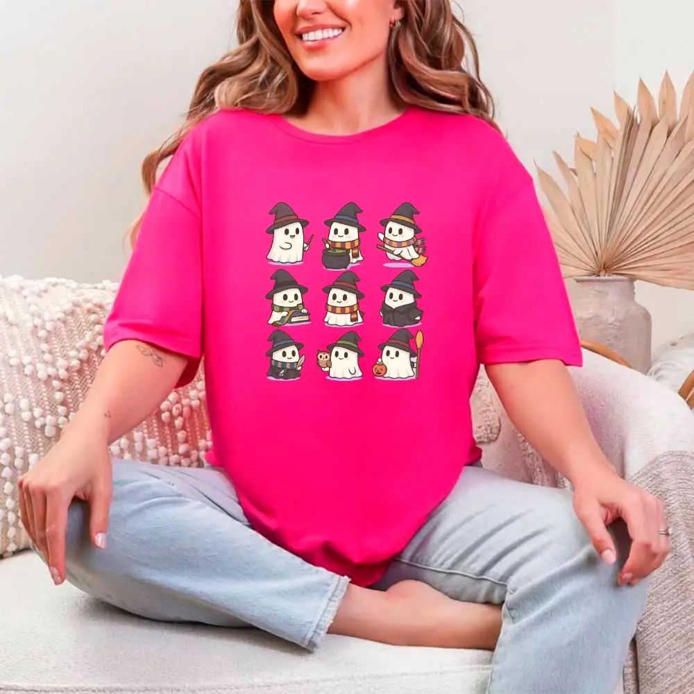 Cute Witch Ghosts Halloween Shirt Kawaii Spooky Tee