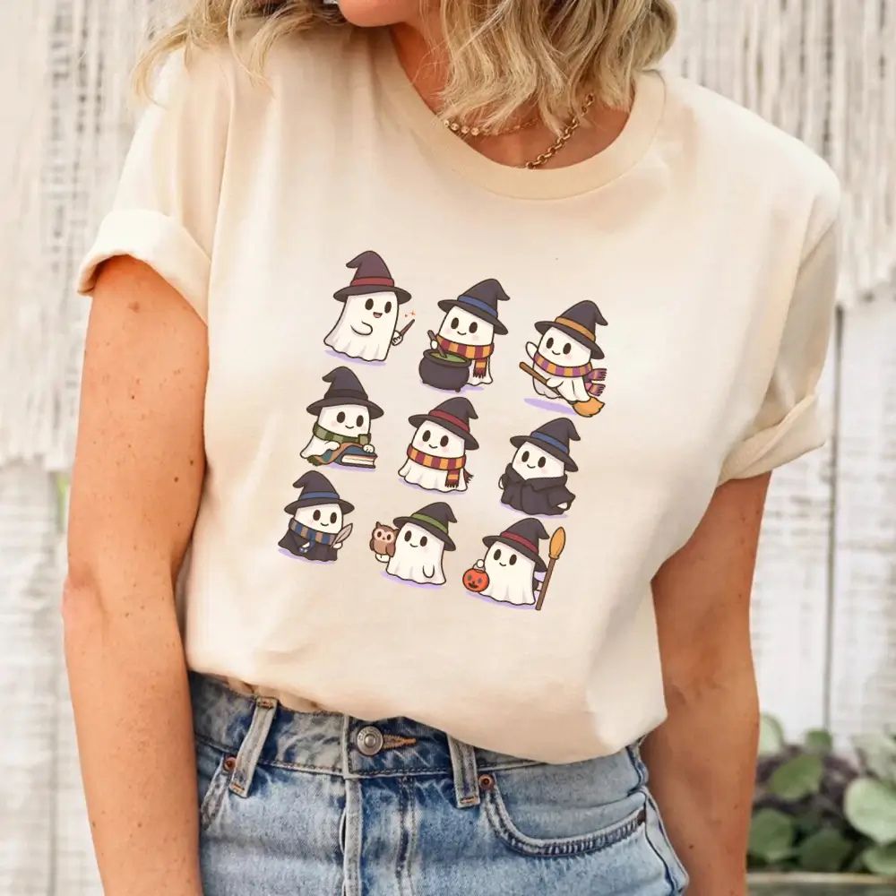 Cute Witch Ghosts Halloween Shirt Kawaii Spooky Tee