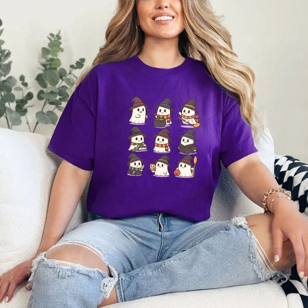 Cute Witch Ghosts Halloween Shirt Kawaii Spooky Tee