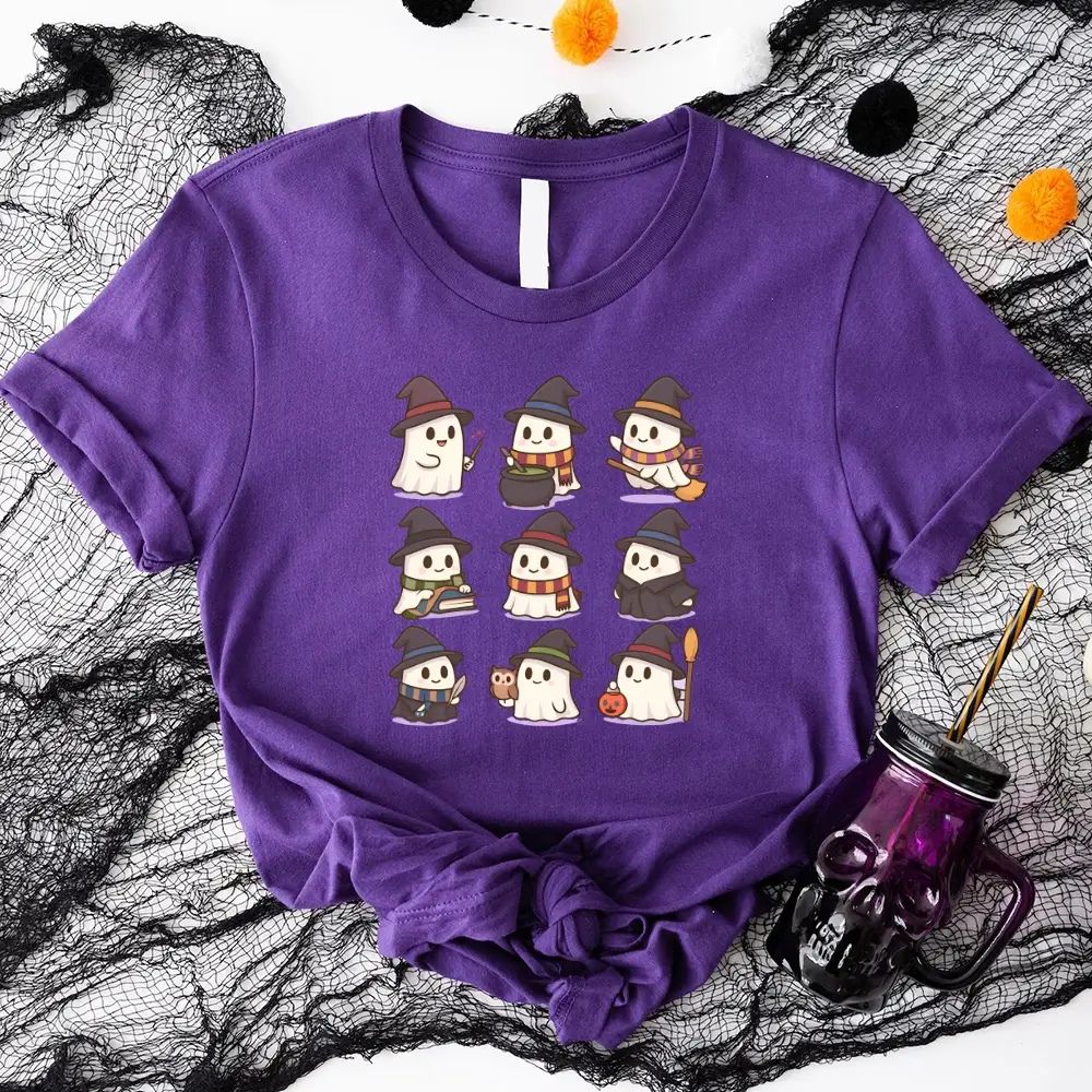 Cute Witch Ghosts Halloween Shirt Kawaii Spooky Tee
