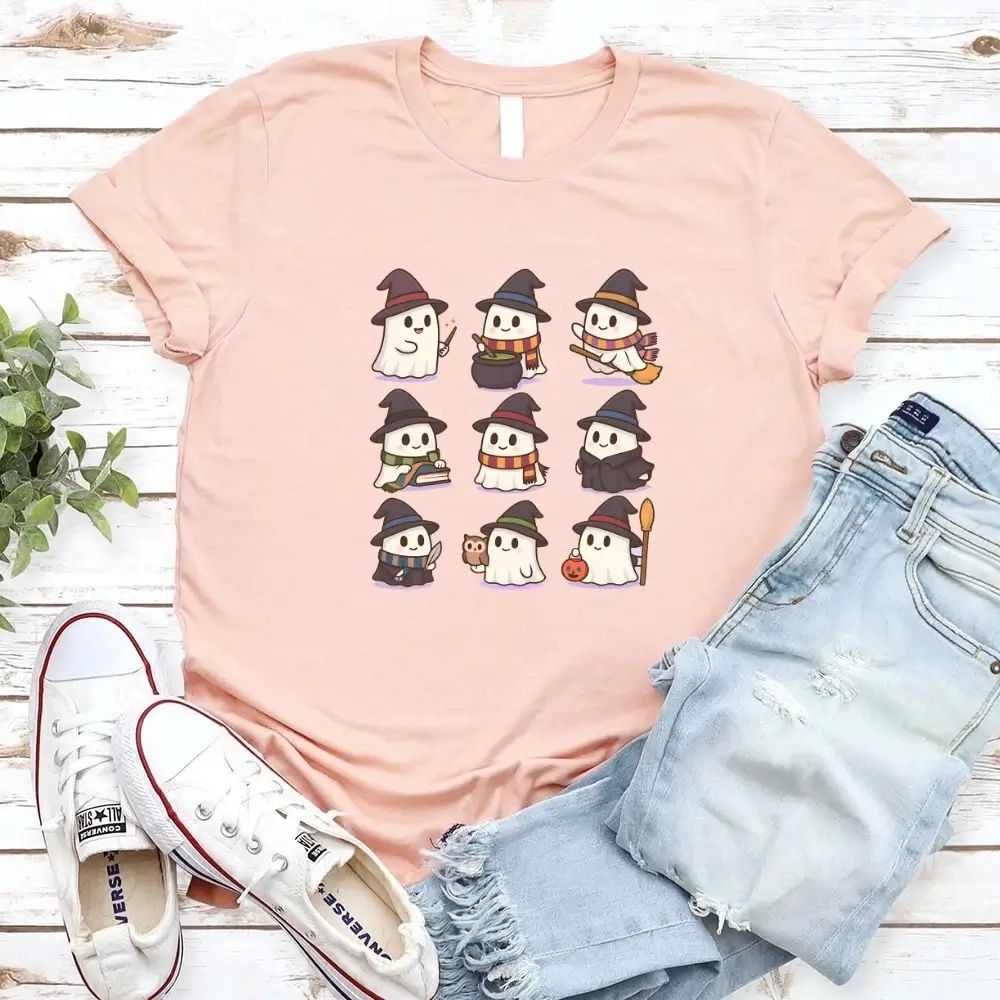 Cute Witch Ghosts Halloween Shirt Kawaii Spooky Tee