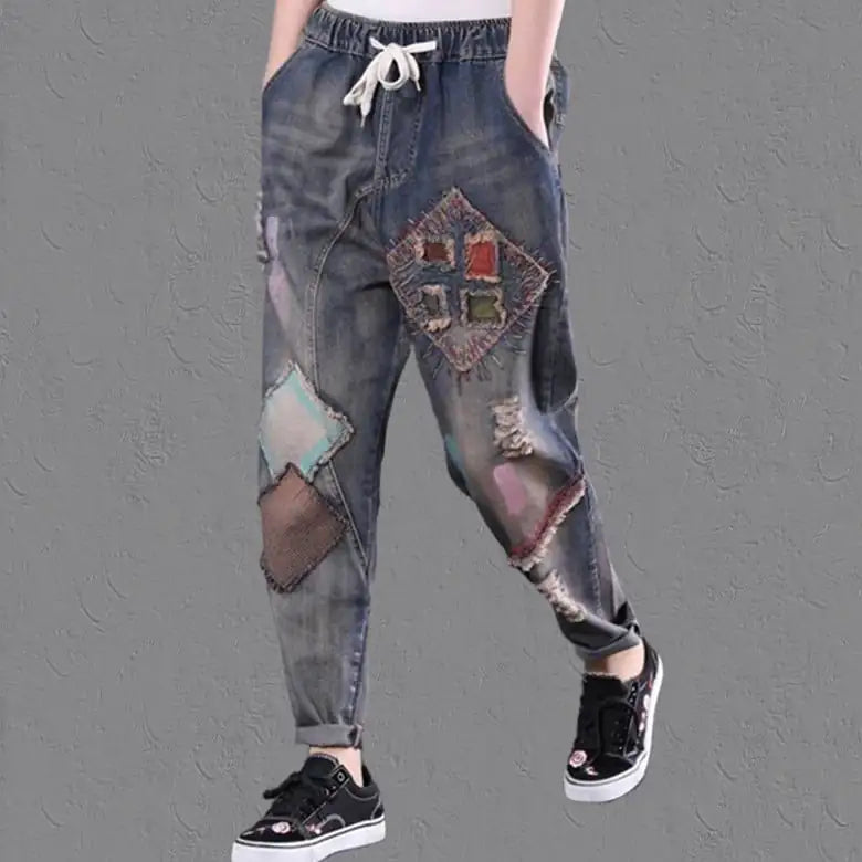 Comfortable Elastic Waist Wide Leg Women's Jeans