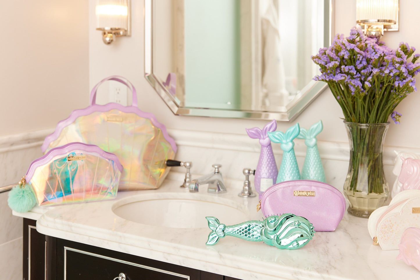 Mermaid Shell Iridescent Cosmetic Bag