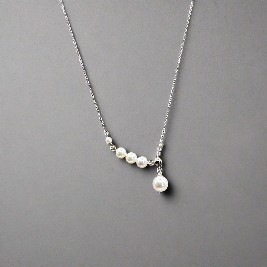 Sterling Silver Pearl Chain Necklace Elegant Delicate Pearl Jewelry