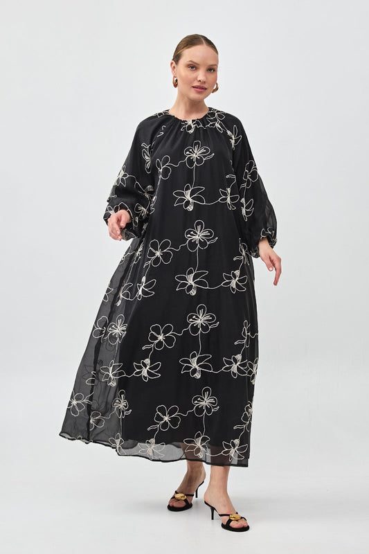 Black Print Elegant Dress