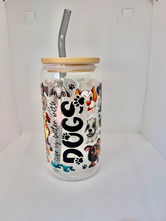 Dog Lover’s 16oz Clear Glass Can Cup