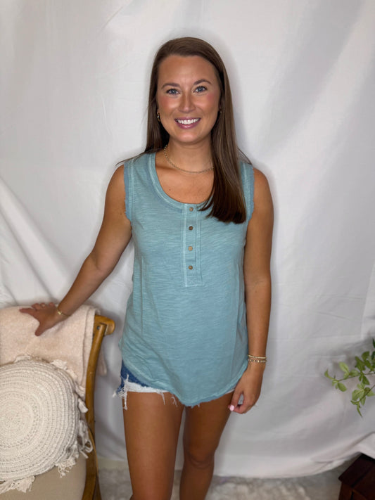 Solid Knit Sleeveless Comfy Top Sage Everyday Tank