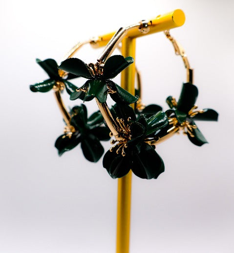 Gold Flower Hoop Earrings Floral Luxe Hoops