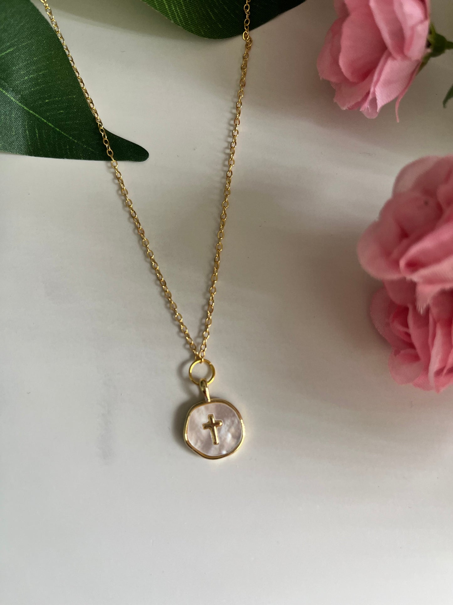 Gold Necklace with Pearl Cross – Simply in Christ