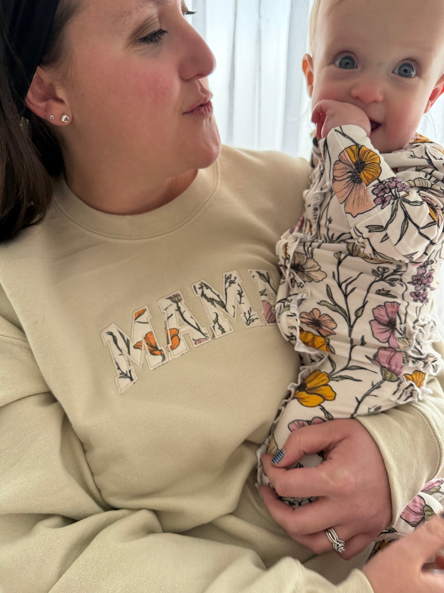 Wild Poppies Embroidered Mama Crewneck