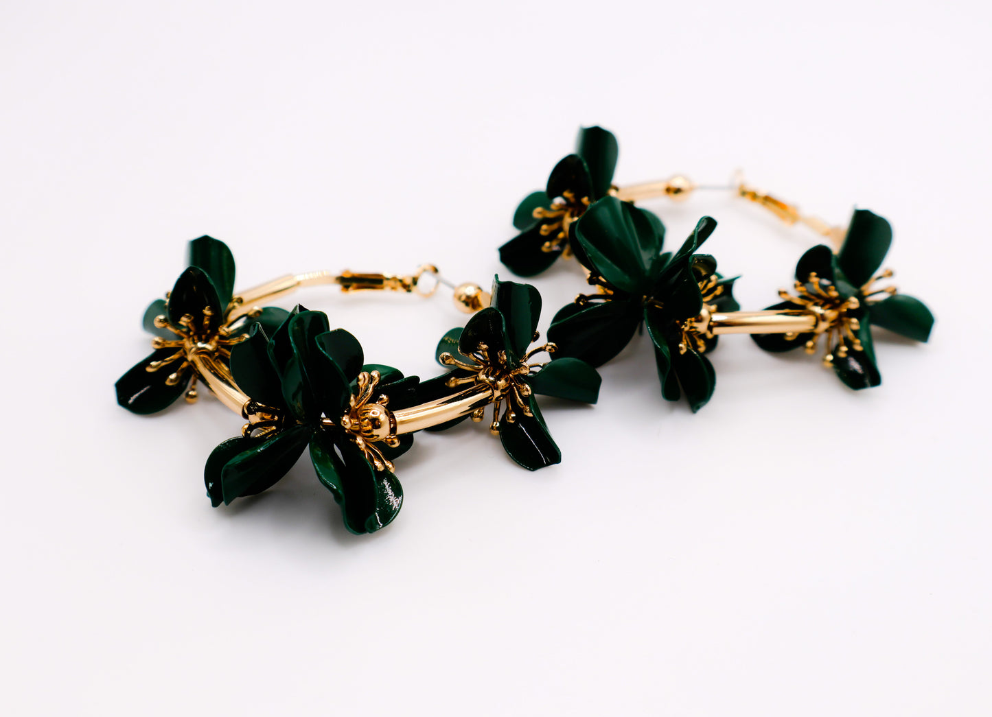 Gold Flower Hoop Earrings Floral Luxe Hoops