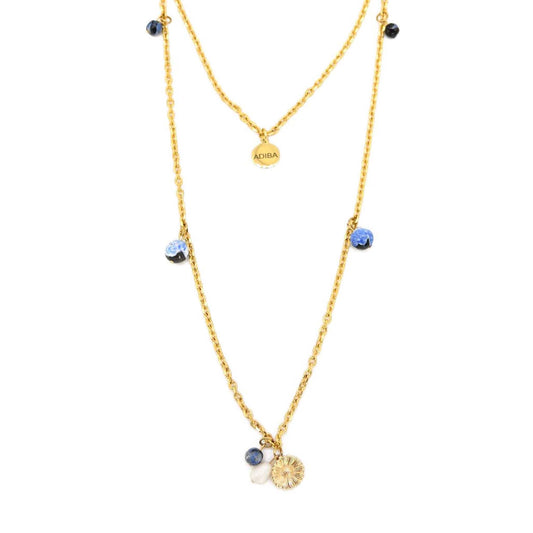 Daisy 18k Gold Filled Charm Necklace Double Layer Chains Adiba