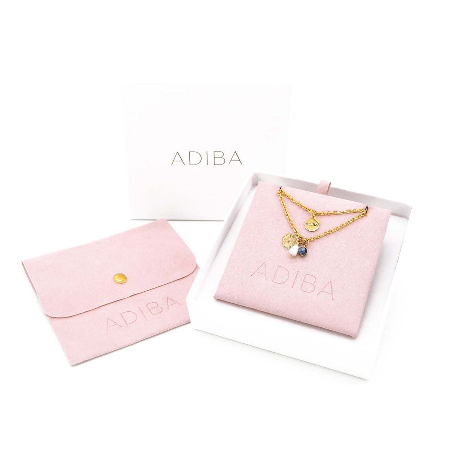 Daisy 18k Gold Filled Charm Necklace Double Layer Chains Adiba