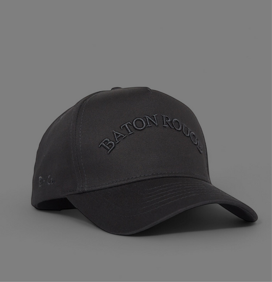 Midnight Collection Black Pre-curved Trucker Hat Baton Rouge