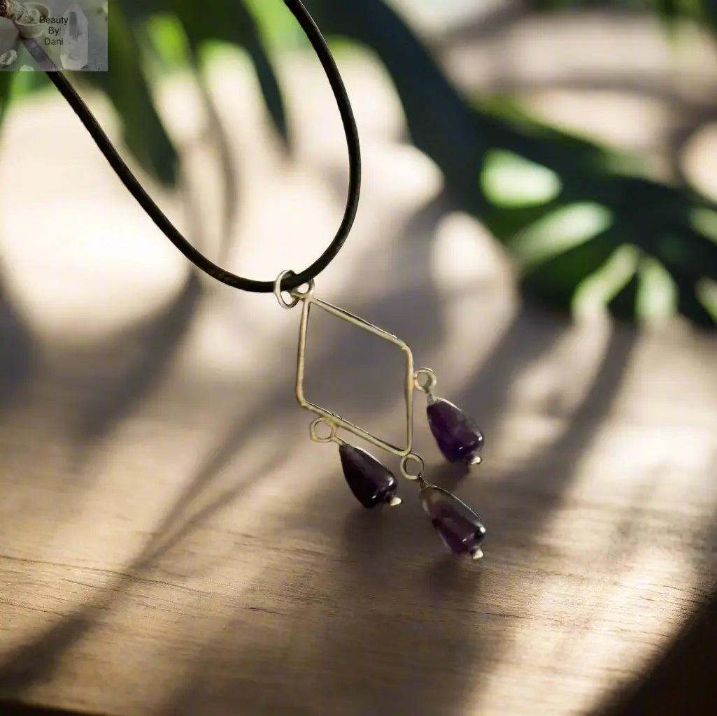 Handcrafted Amethyst Necklace Calmness and Balance Jewelry Beauty by Dani