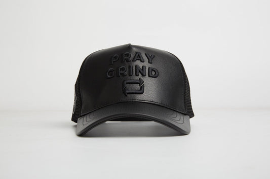 Pray Grind Repeat Asphalt Leather Signature Series Snap-Back Cap