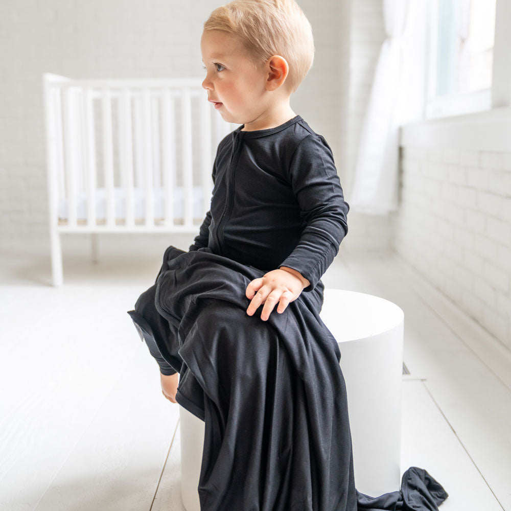Black Bamboo Convertible Footie Baby One-Piece Laree + Co.