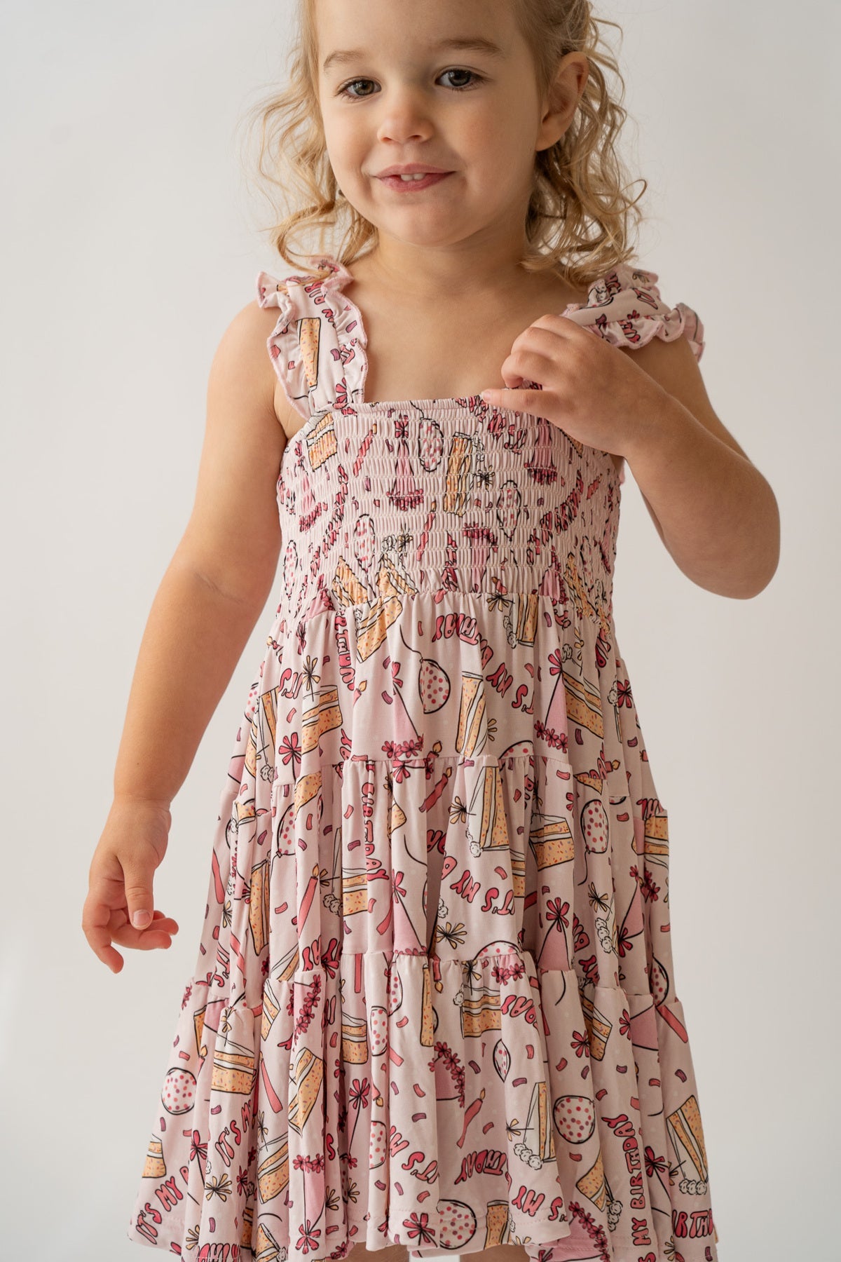 Birthday Shirred Dress Bamboo Viscose Little Princess