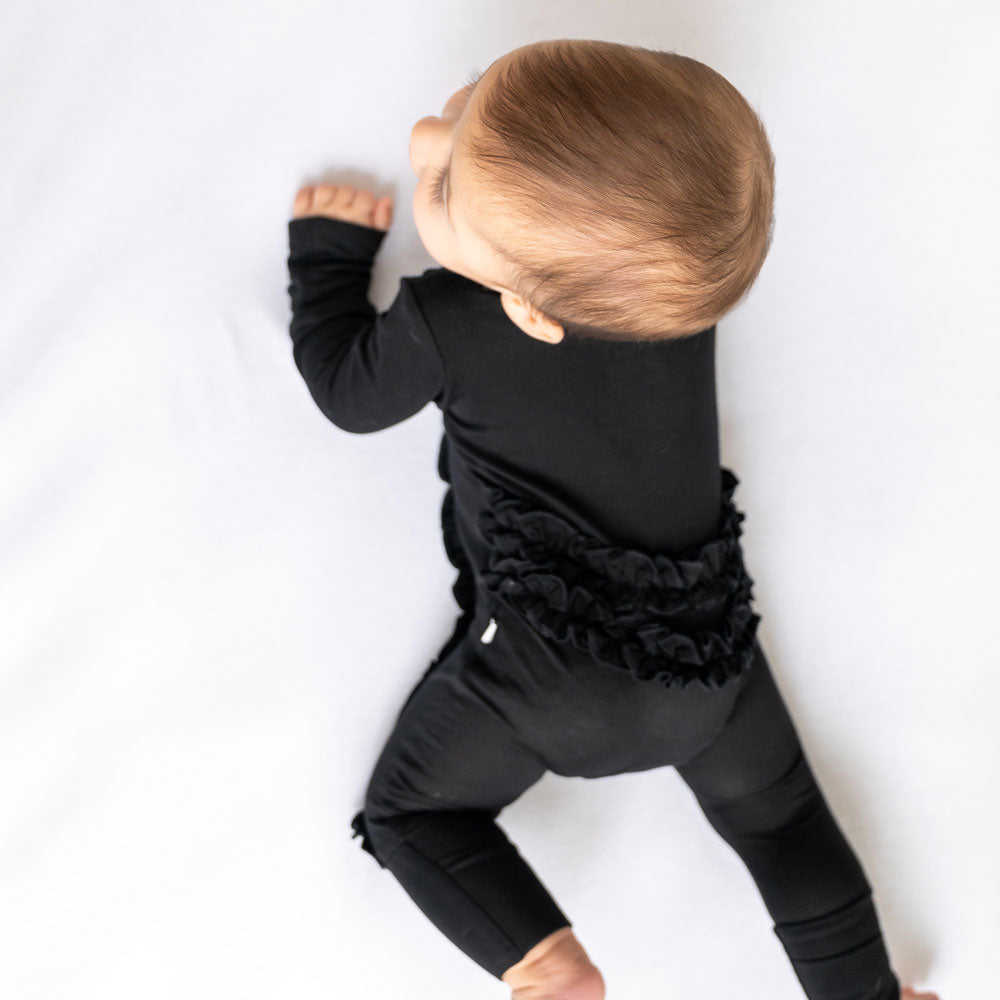 Black Bamboo Ruffle Convertible Footie 2T-4T Laree + Co.