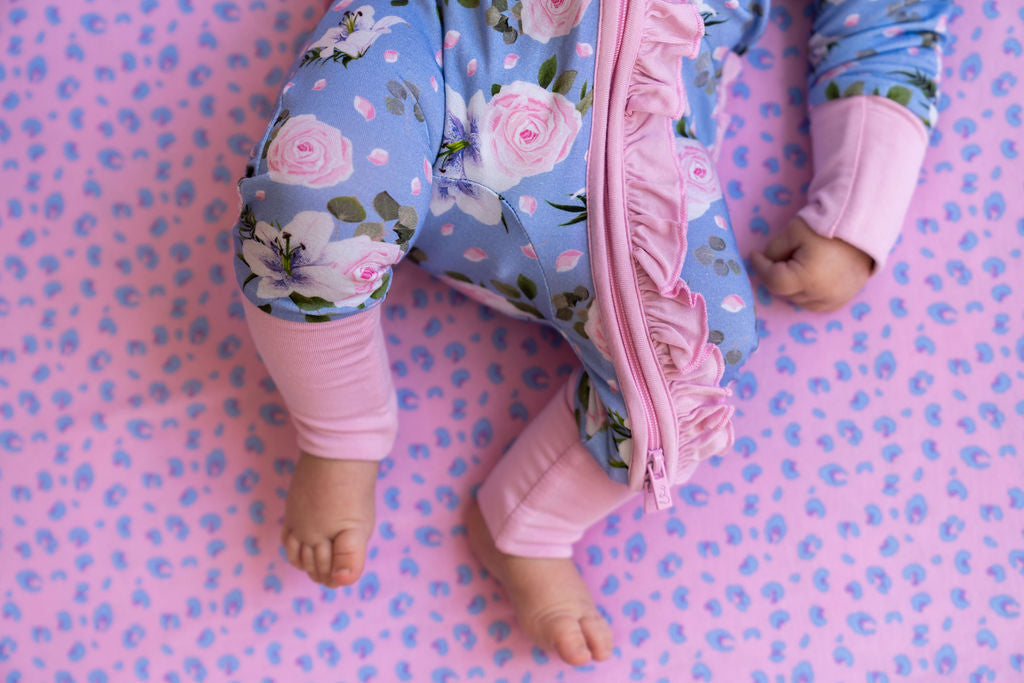 Floral Bamboo Ruffle Convertible Footie Lillian by Laree + Co.