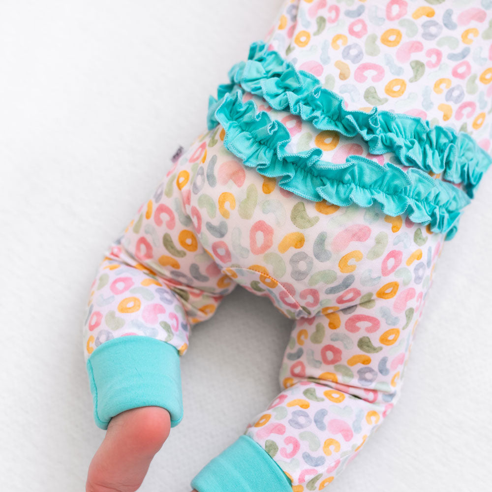 Leopard Bamboo Ruffle Convertible Footie Baby Outfit Laree + Co.