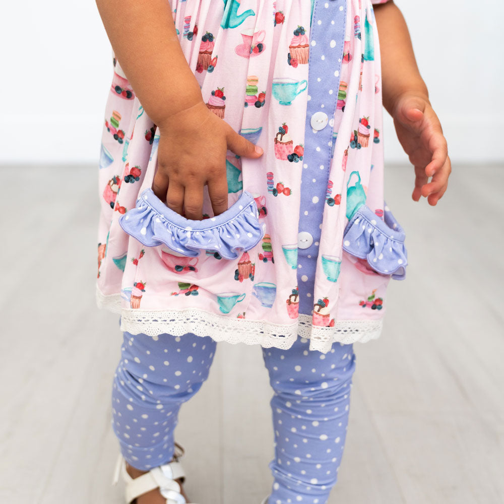 Bamboo Short Sleeve Peplum Legging Set Lillian's Garden Tea Party