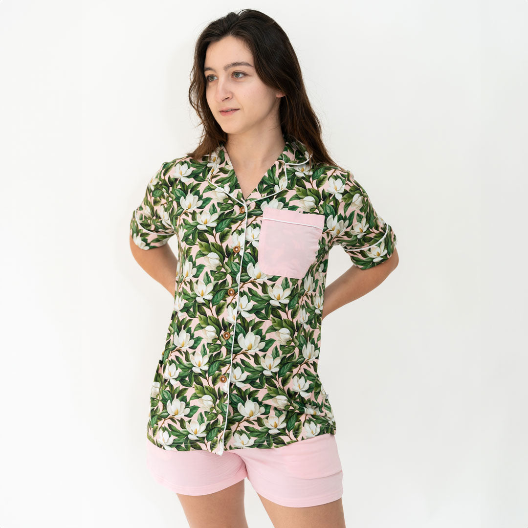 Bamboo Luxe Lounge Short Set Women's Short Sleeve Top and Shorts Laree + Co.