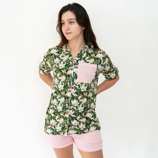 Bamboo Luxe Lounge Short Set Women's Short Sleeve Top and Shorts Laree + Co.