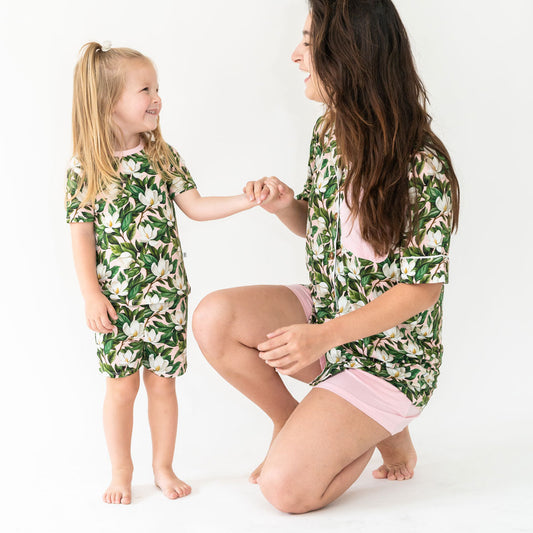 Bamboo 2-Piece Short Set Long Sleeve Shirt and Pants Magnolia