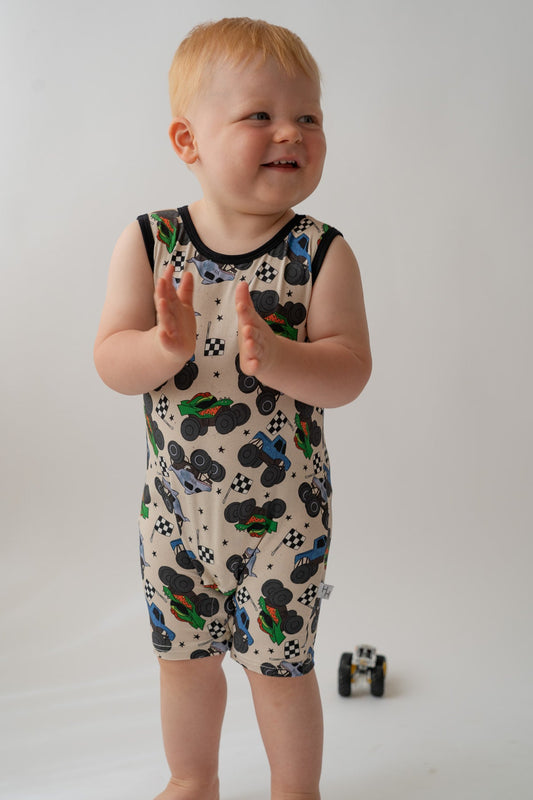 Monster Truck Shorty Tank Romper