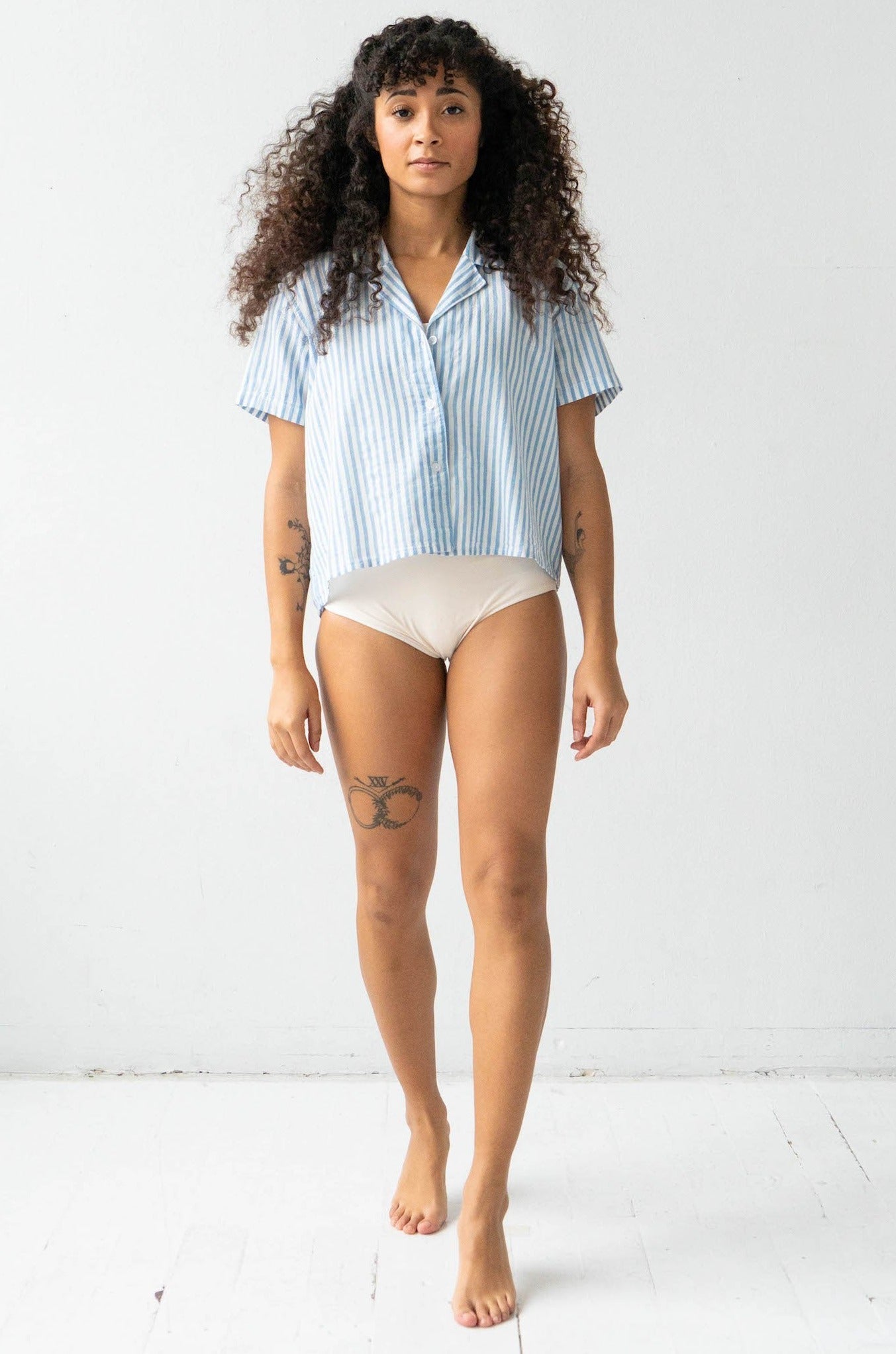 Cropped Button Down Top 100% Cotton Salua Lingerie