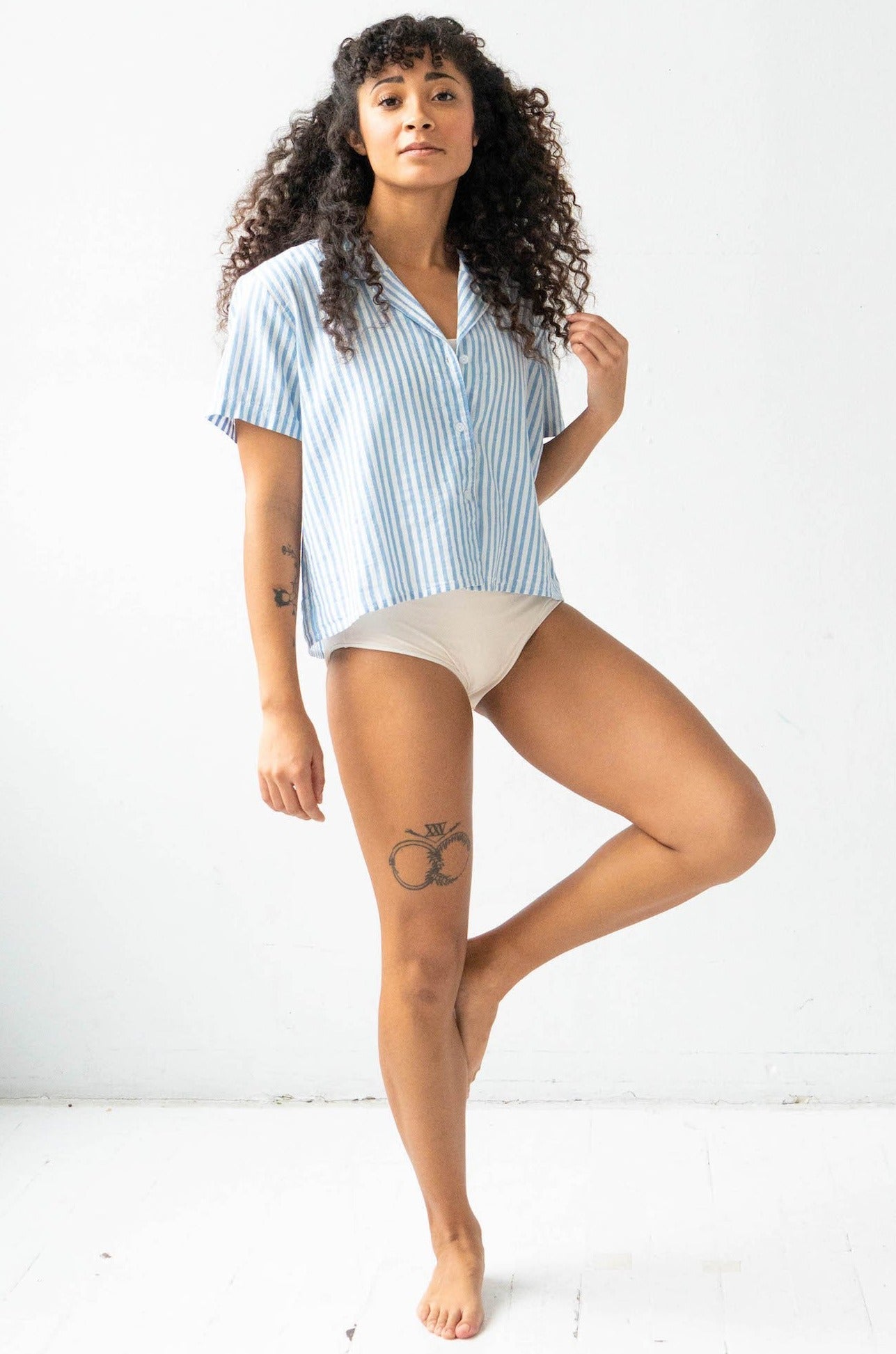 Cropped Button Down Top 100% Cotton Salua Lingerie