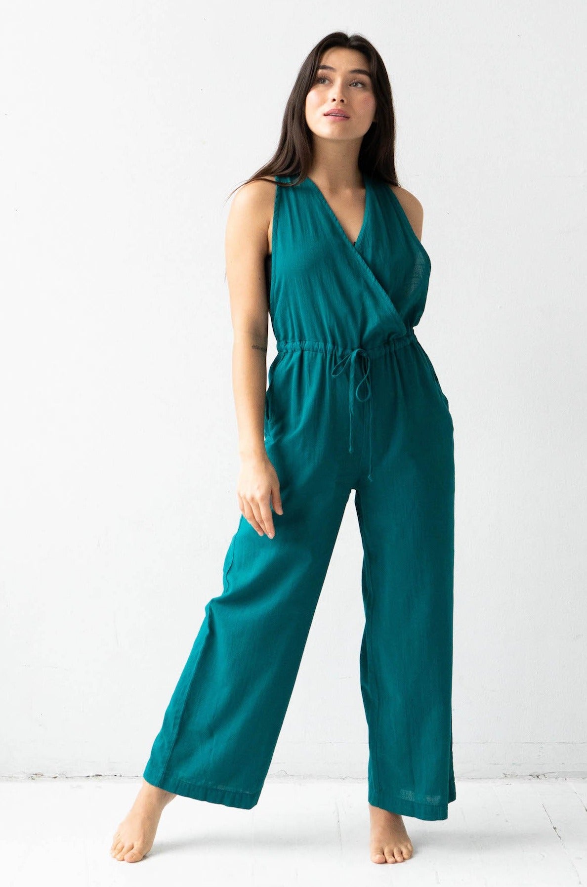 Cross Front Lino Cotton Jumpsuit