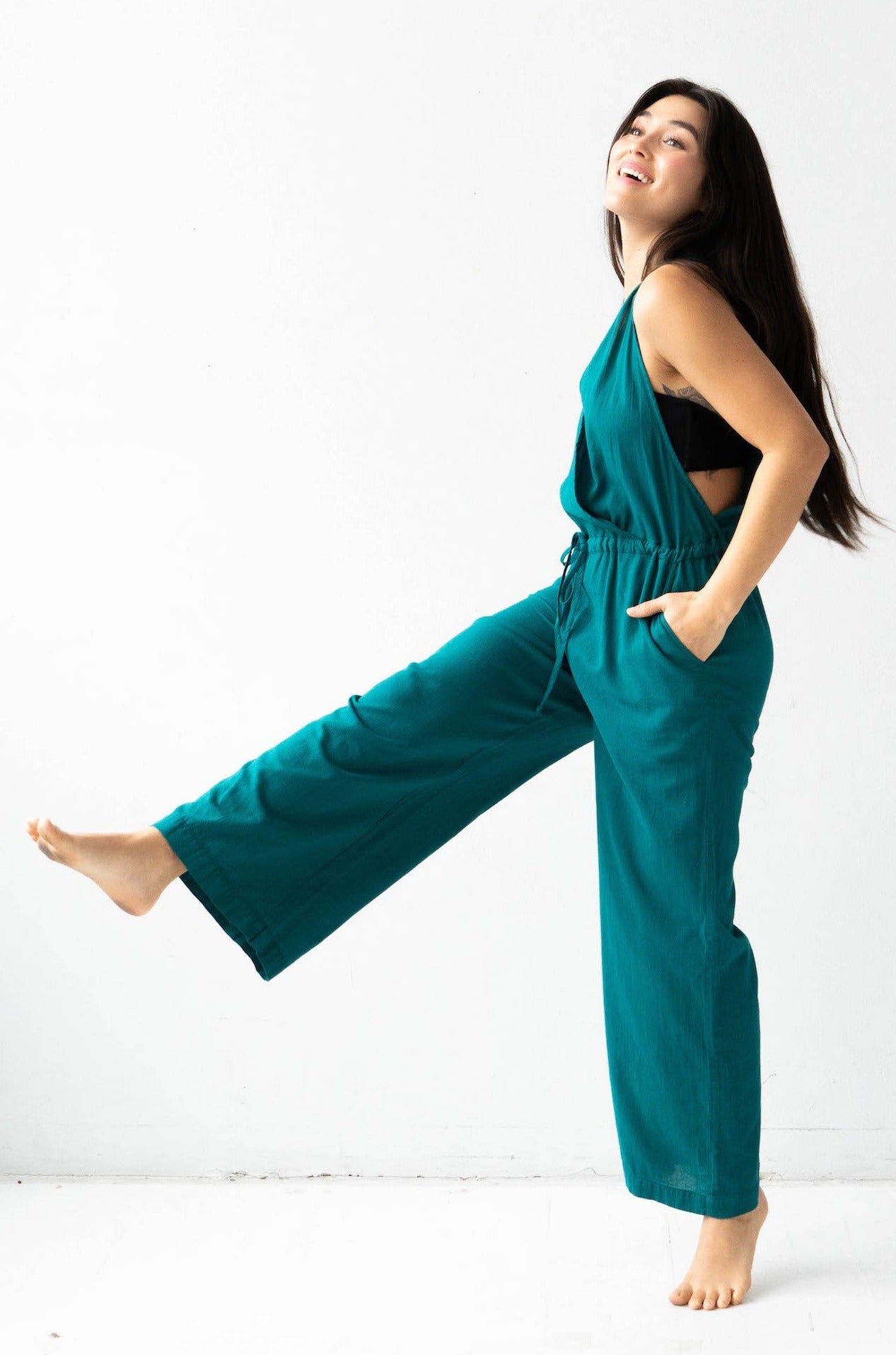 Cross Front Lino Cotton Jumpsuit