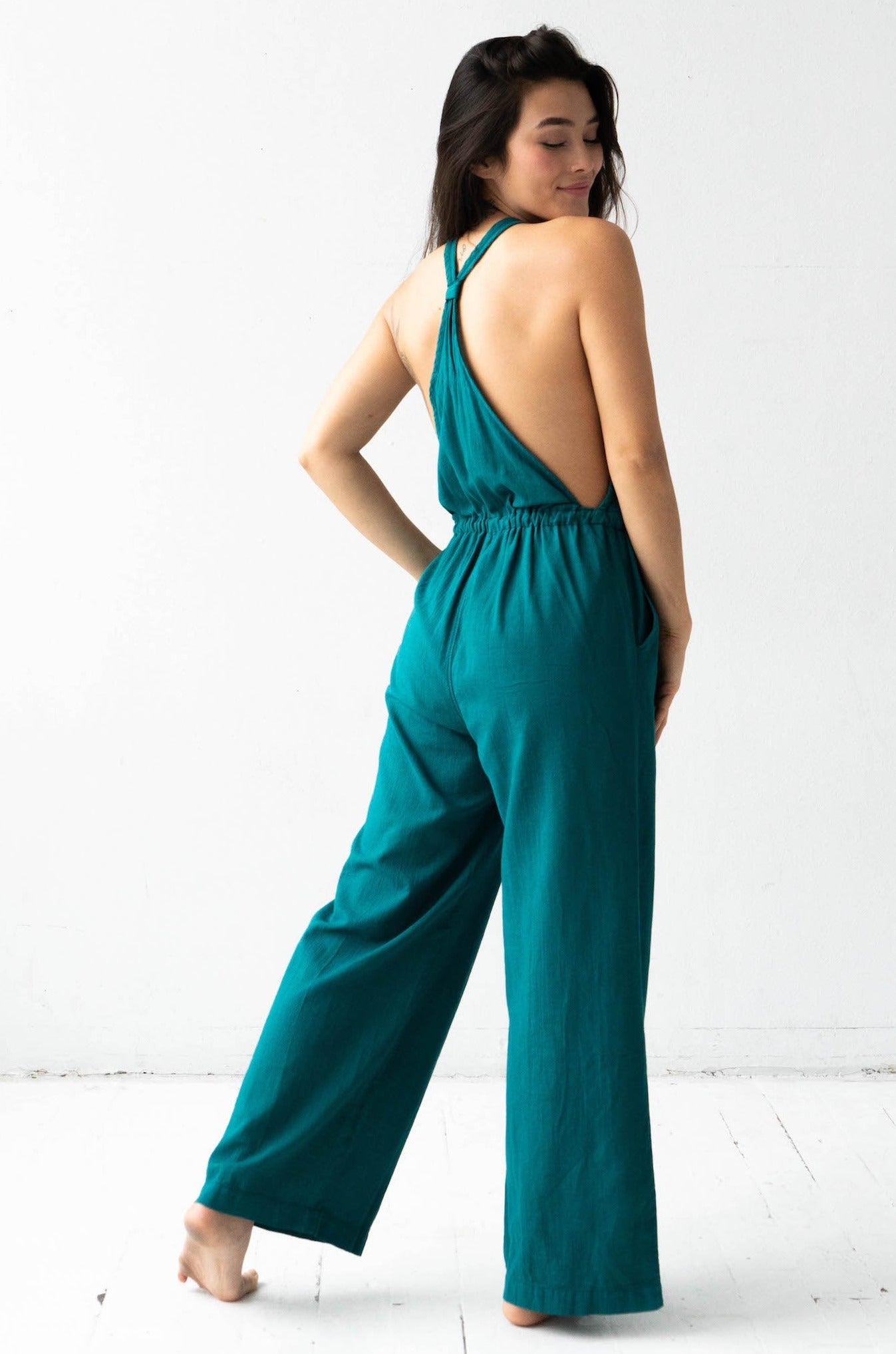 Cross Front Lino Cotton Jumpsuit