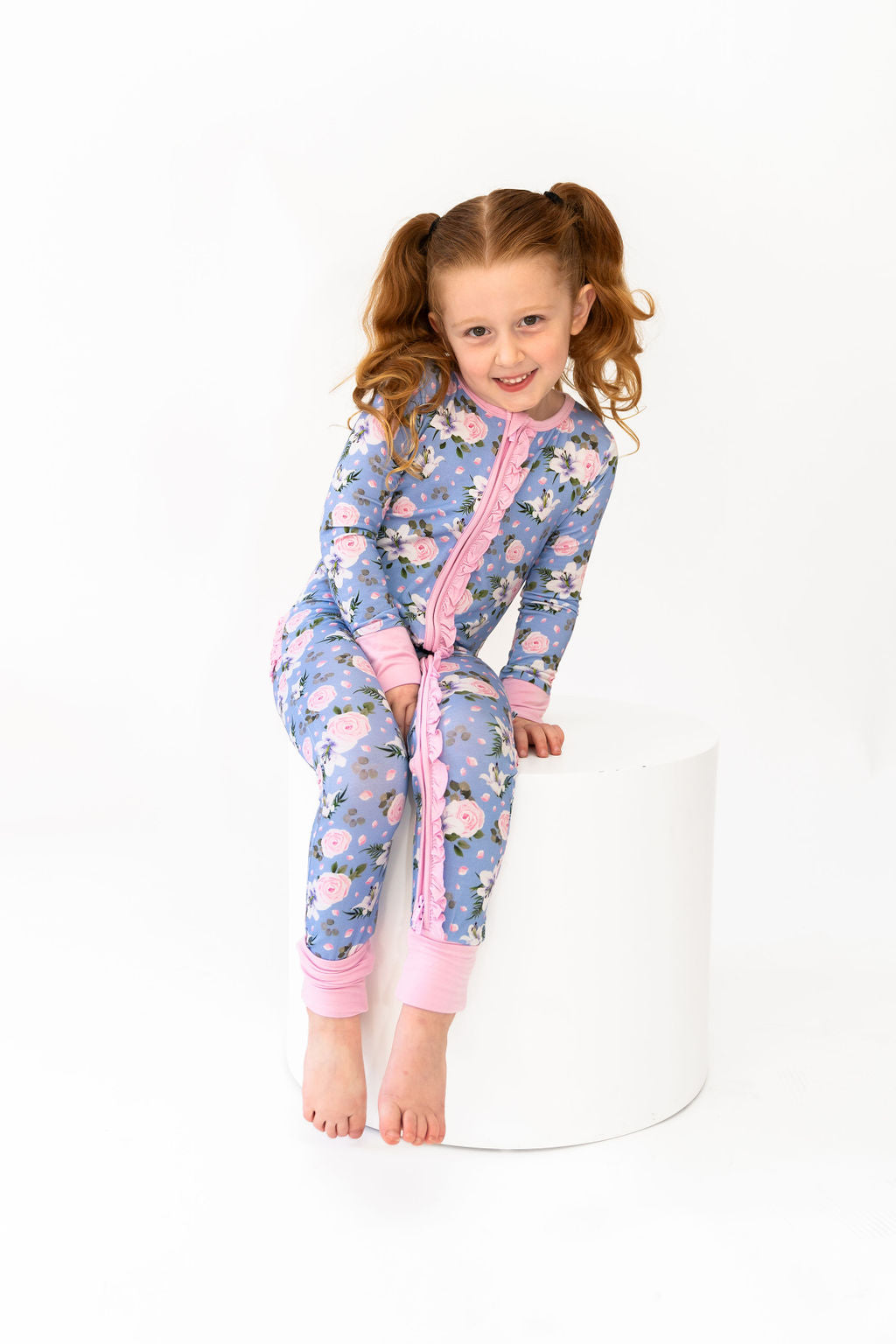 Floral Bamboo Ruffle Convertible Footie Lillian by Laree + Co.
