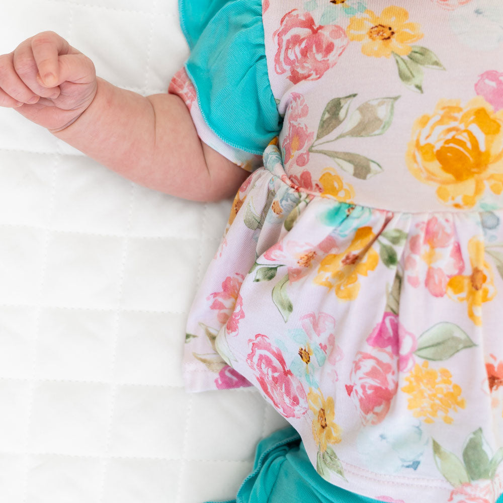 Floral Bamboo Peplum Set with Bummie Lightweight Cozy Baby Outfit