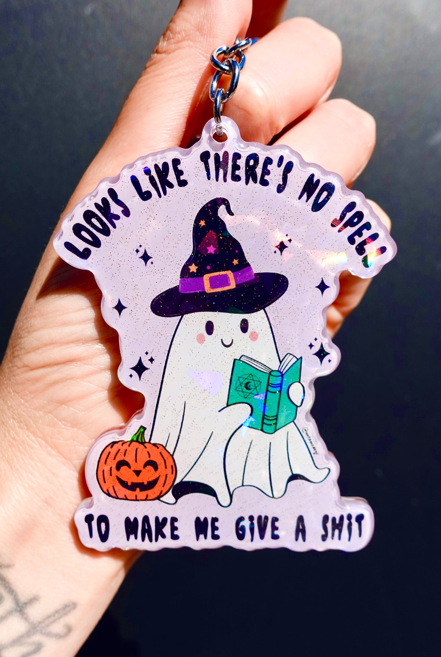 Looks Like There's No Spell To Make Me Give A Shit Halloween Keychain