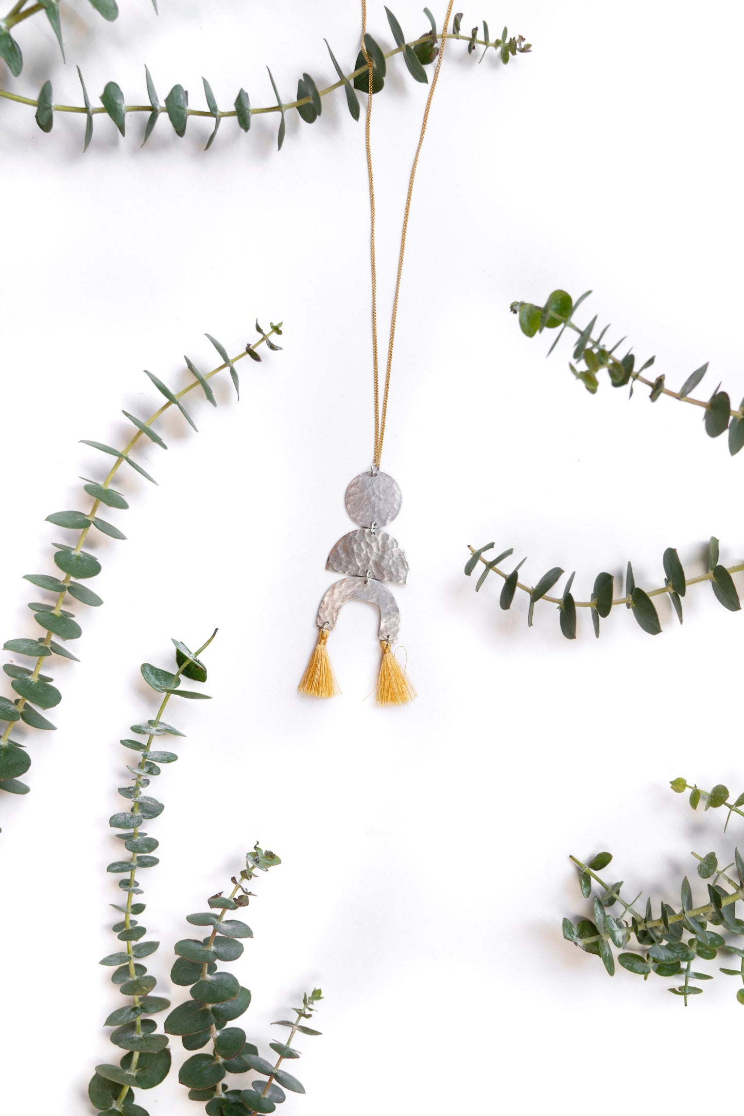 Geo Upcycled Aluminum Necklace with Gold Chain 2nd Story Goods