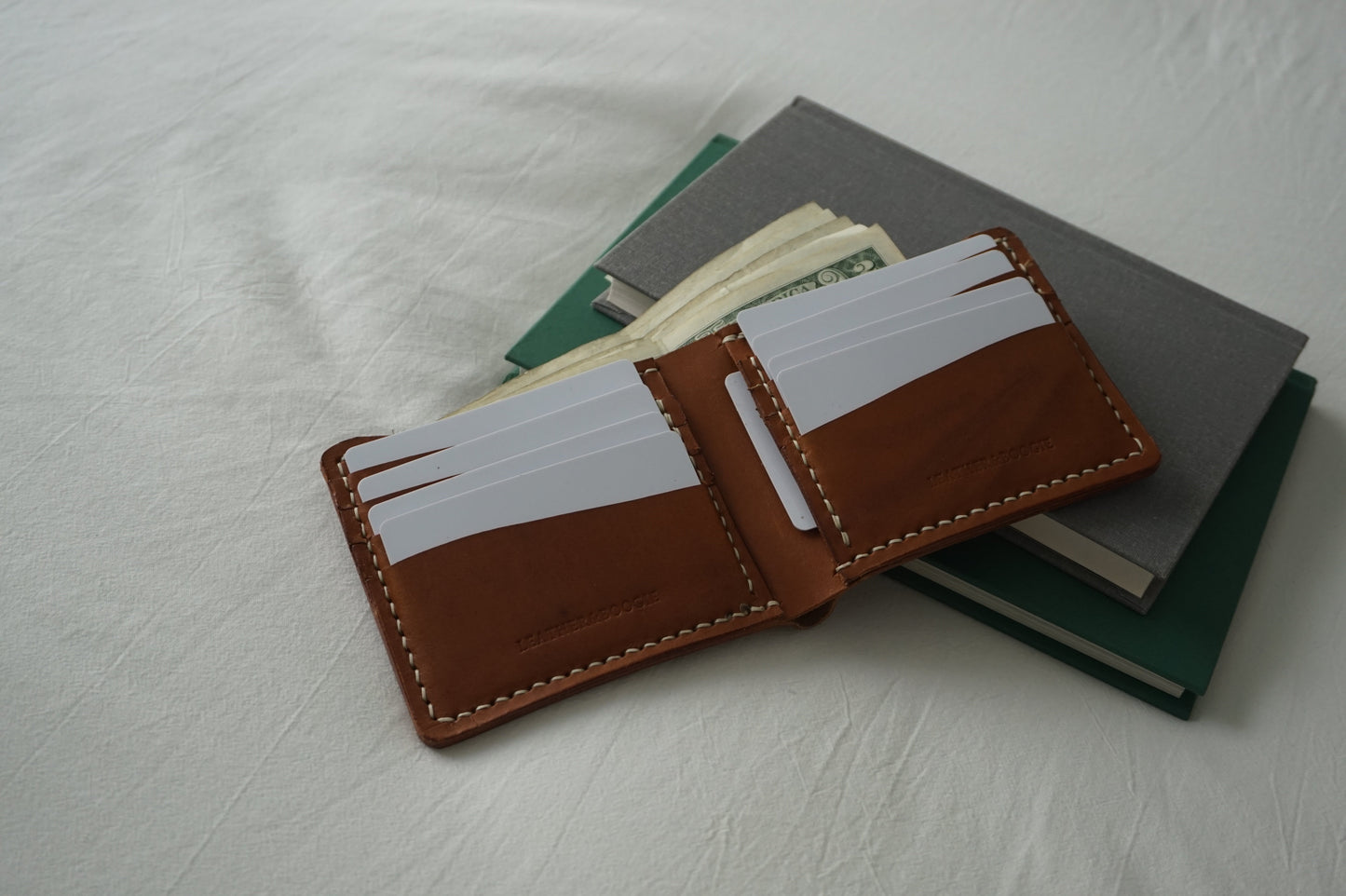 11 Pocket Bi Fold Full Grain Leather Wallet