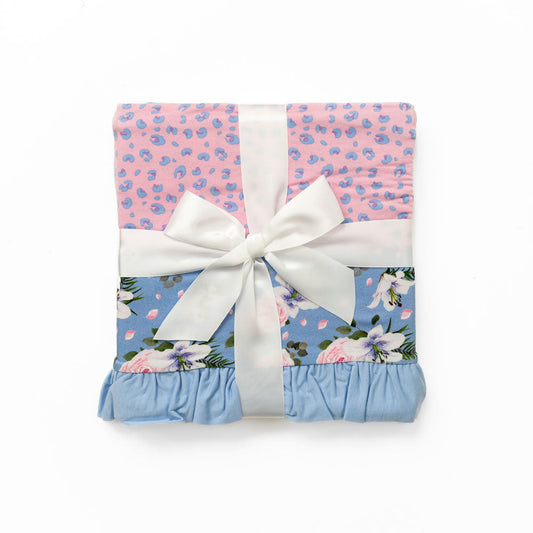 Floral Bamboo Ruffle Stroller Blanket Lillian