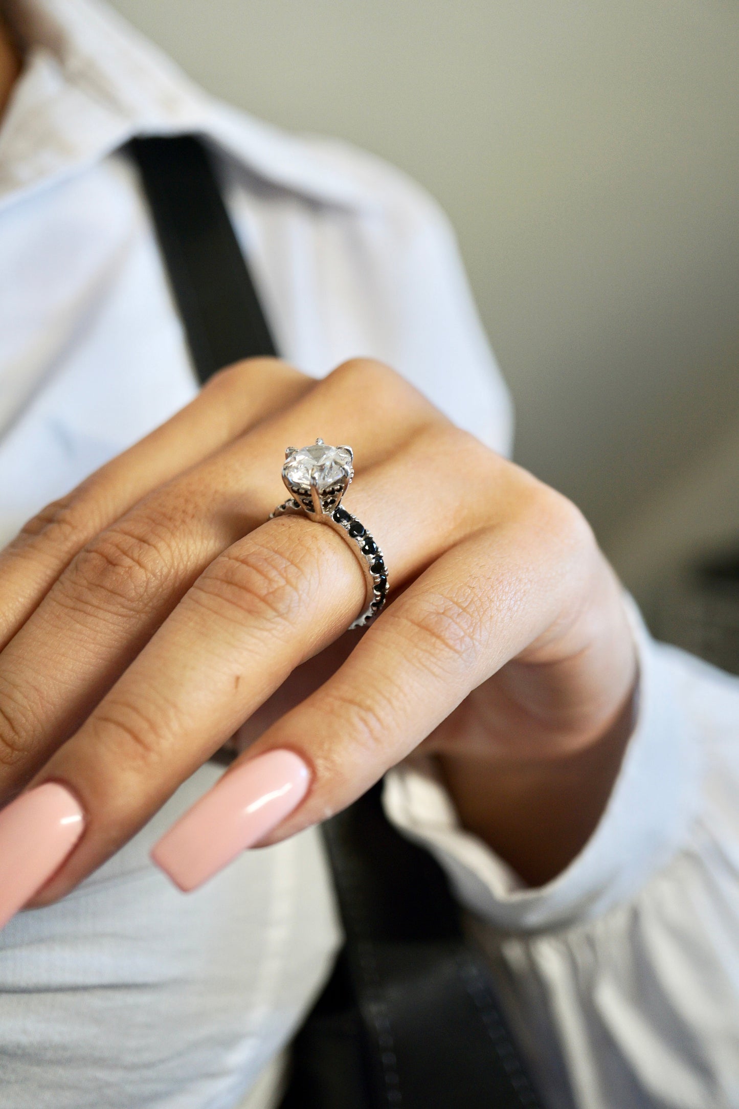 4.0ct Round Cut Moissanite Double Halo Engagement Ring