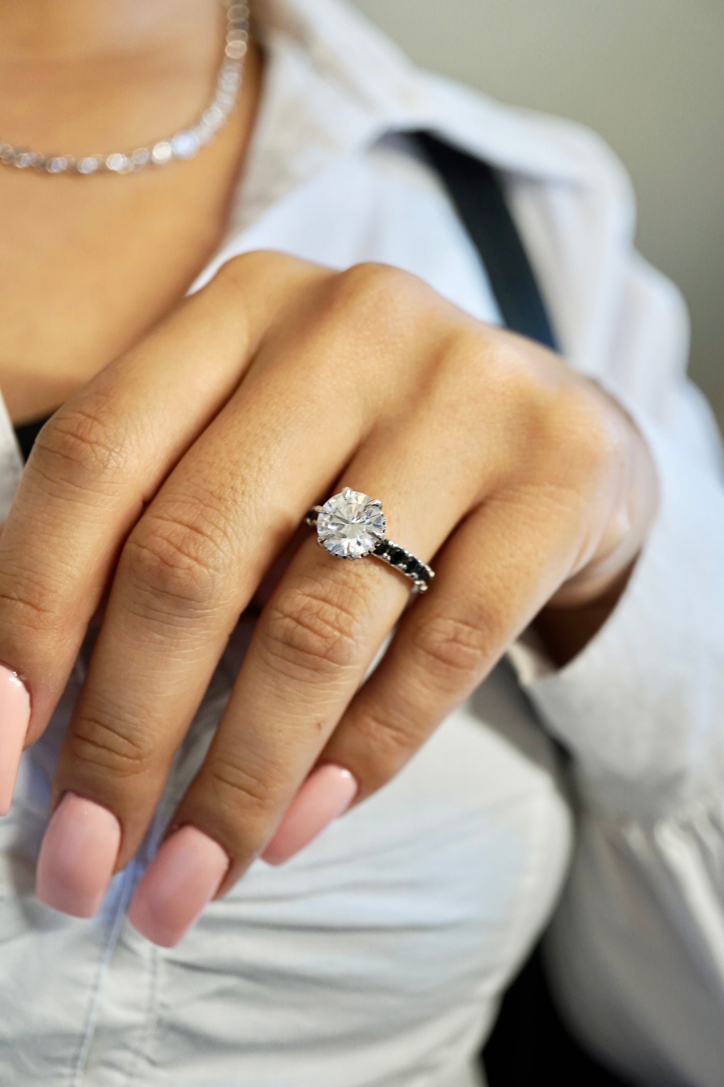 4.0ct Round Cut Moissanite Double Halo Engagement Ring