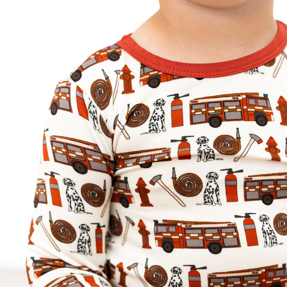 Fire Trucks Bamboo Long Sleeve 2-Piece Set Alcaous