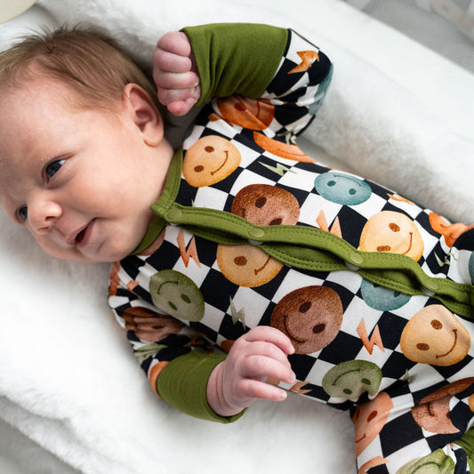 Bamboo Convertible Footie Soft One-Piece Luke Smiley Checks Laree + Co.
