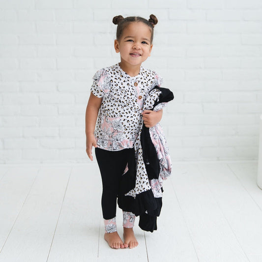 Bamboo Peplum Short Sleeve + Legging Set Laree + Co.