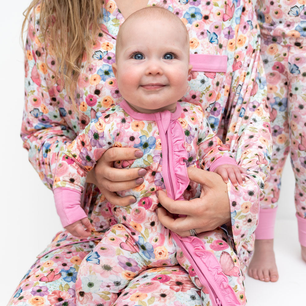 Butterflies Bamboo Ruffle Convertible Footie Lillian's Garden