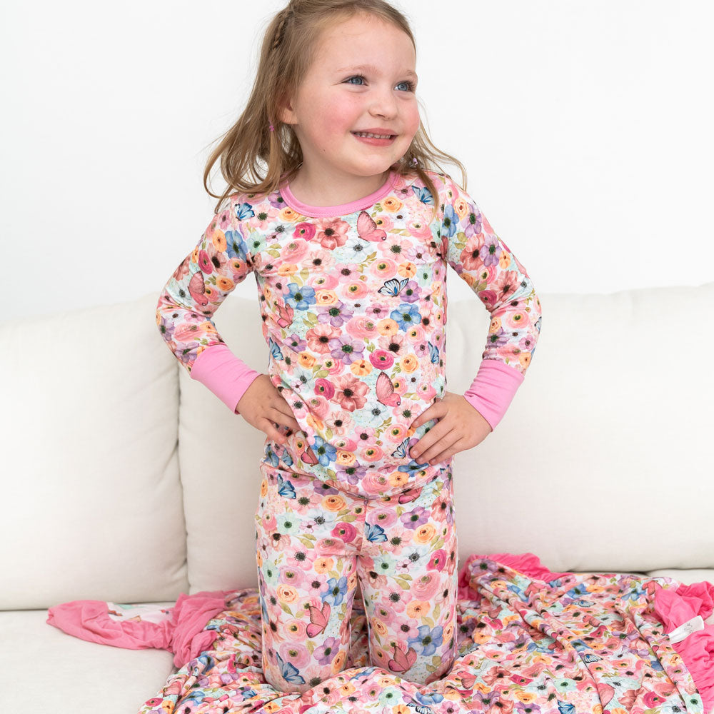 Butterflies Bamboo Long Sleeve 2-Piece Set Lillian's Garden