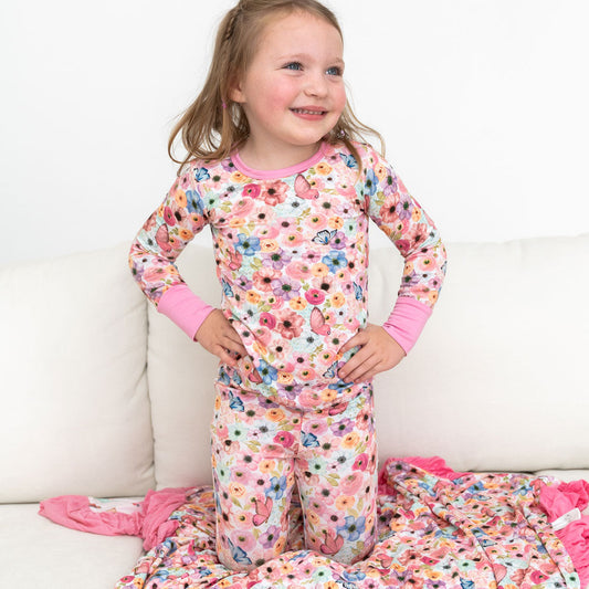 Butterflies Bamboo Long Sleeve 2-Piece Set Lillian's Garden